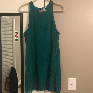 Teal lace shift dress from boutique. Size medium.